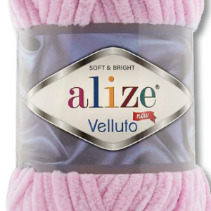 estambre chenille Alize Velluto rosa bebé